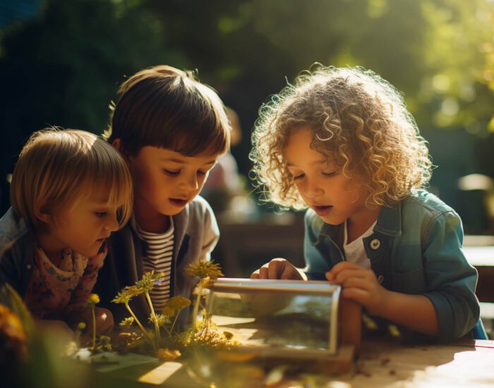 Children looking at plants